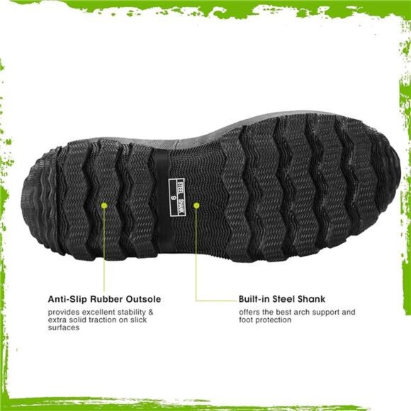Rubber Boots for Men, 5.5mm Neoprene Insulated Rain Boots with Steel Shank